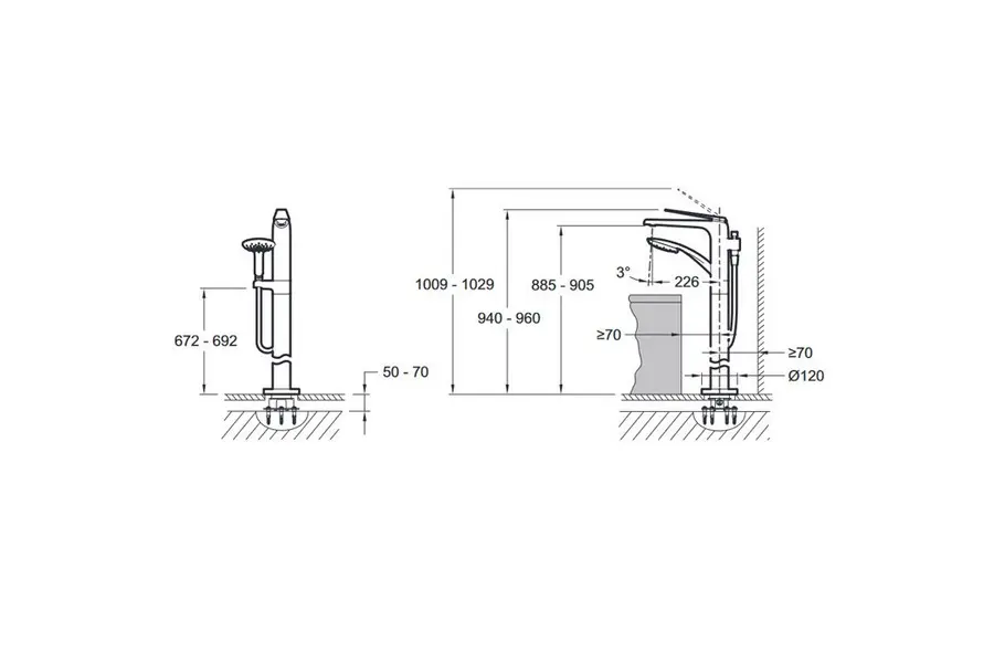 Смеситель напольный Jacob Delafon Avid E97367-CP Смеситель напольный Jacob Delafon Avid E97367-CP — изображение 2