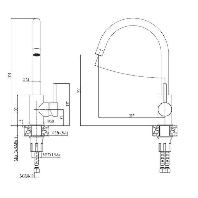Смеситель для кухни Esko Snake Хром / Белый K44 W Смеситель для кухни Esko Snake Хром / Белый K44 W — изображение 3