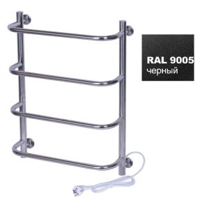 Полотенцесушитель электрический Тера Мост 40х60 кнопка включения, телескоп.держатели Черный матовый ПСК-12-01ч